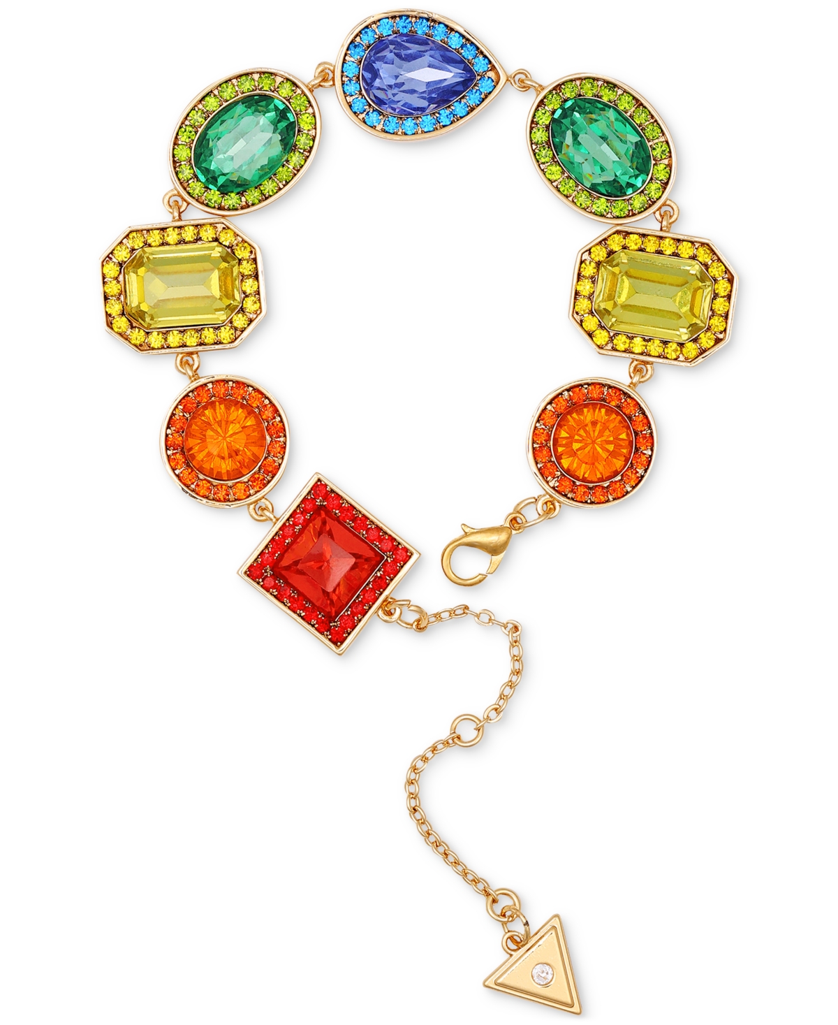 Gold-Tone Rainbow Rhinestone Statement Bracelet - Gold