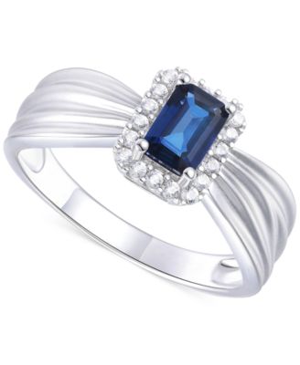 Emerald (5/8 ct. t.w.) & Diamond (1/6 ct. t.w.) Halo Ring in 14k Gold (Also in Ruby & Sapphire)