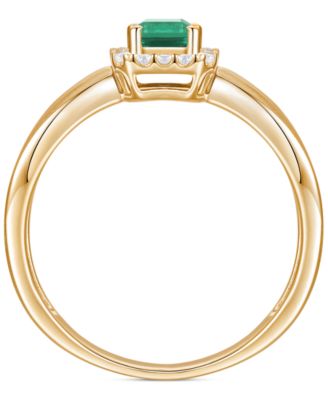 Emerald (5/8 ct. t.w.) & Diamond (1/6 ct. t.w.) Halo Ring in 14k Gold (Also in Ruby & Sapphire)