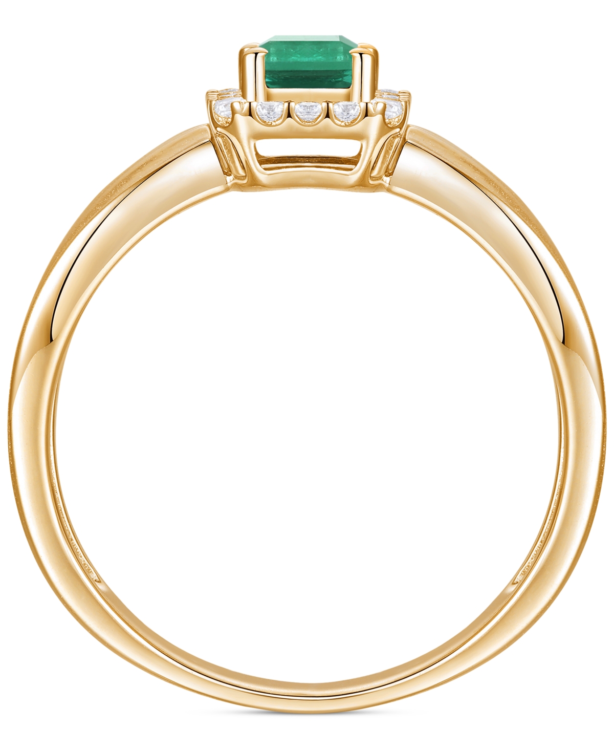Macy's Emerald (5/8 Ct. T.w.) & Diamond (1/6 Ct. T.w.) Halo Ring In 14k Gold (also In Ruby & Sapphire) In Emerald