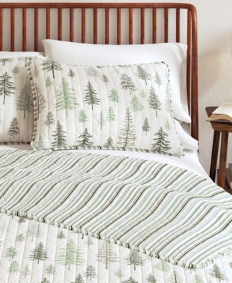 Rustic Lodge Trees Microfiber Quilt Set With Shams