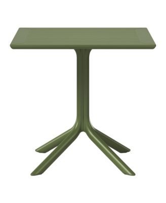 31.5" Square Outdoor Plastic Resin Patio Dining Table for 4