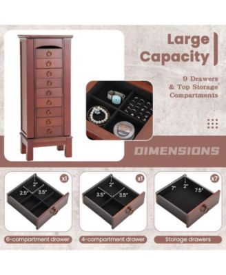 Wood Jewelry Cabinet Storage Chest Stand Organizer Necklace