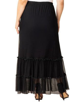 Plus Size Isla Tiered Mesh Maxi Skirt