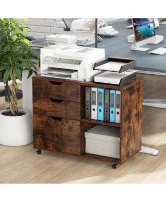 3-Drawer File Cabinet with Adjustable Shelf and Wheels for Letter