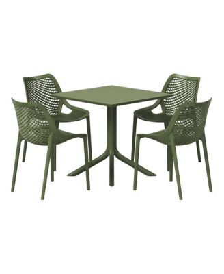 5-Piece Resin Square Patio Dining Table Set with Stackable Patio Dining Chairs