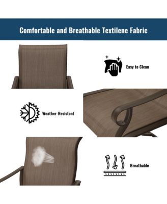 Swivel Textilene Metal Outdoor Patio Dining Chair in Light Taupe (Set of 2)