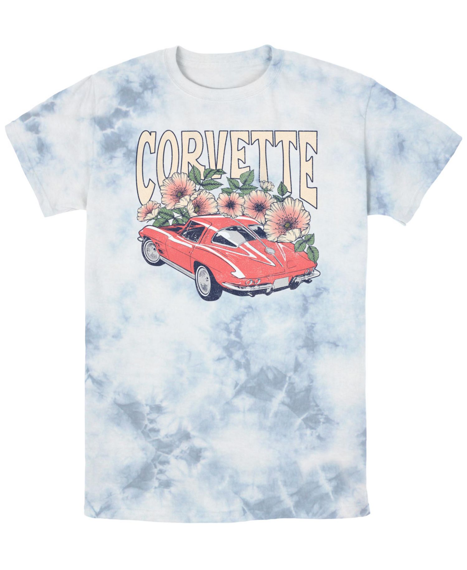 Men's Corvette Flowers Short Sleeve Bombard Wash T-Shirt