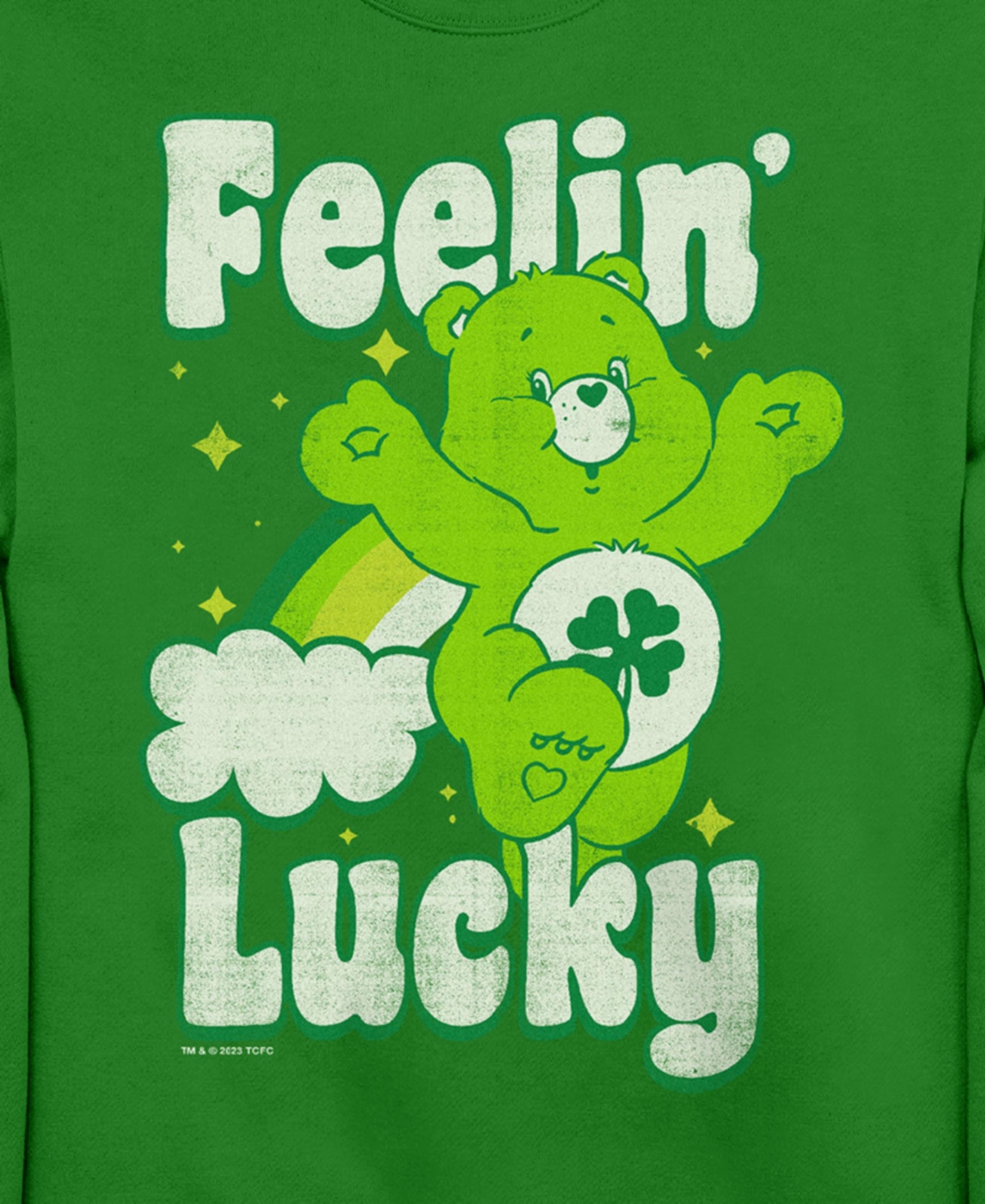 Shop Care Bears Men's Lucky Crew Fleece Pullover Sweatshirt In Kelly