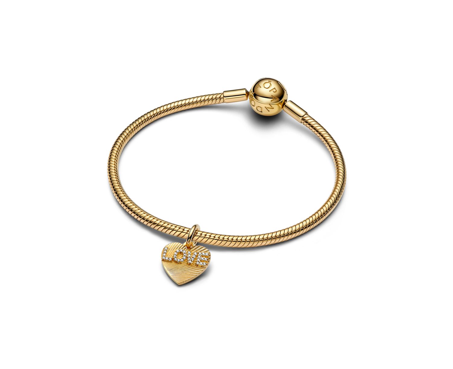 Gold-Plated Engravable Love Heart Dangle Charms