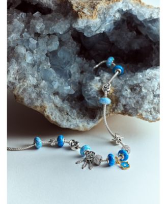 Gold-Plated Opalescent Blue Hamsa Hand Dangle Charms