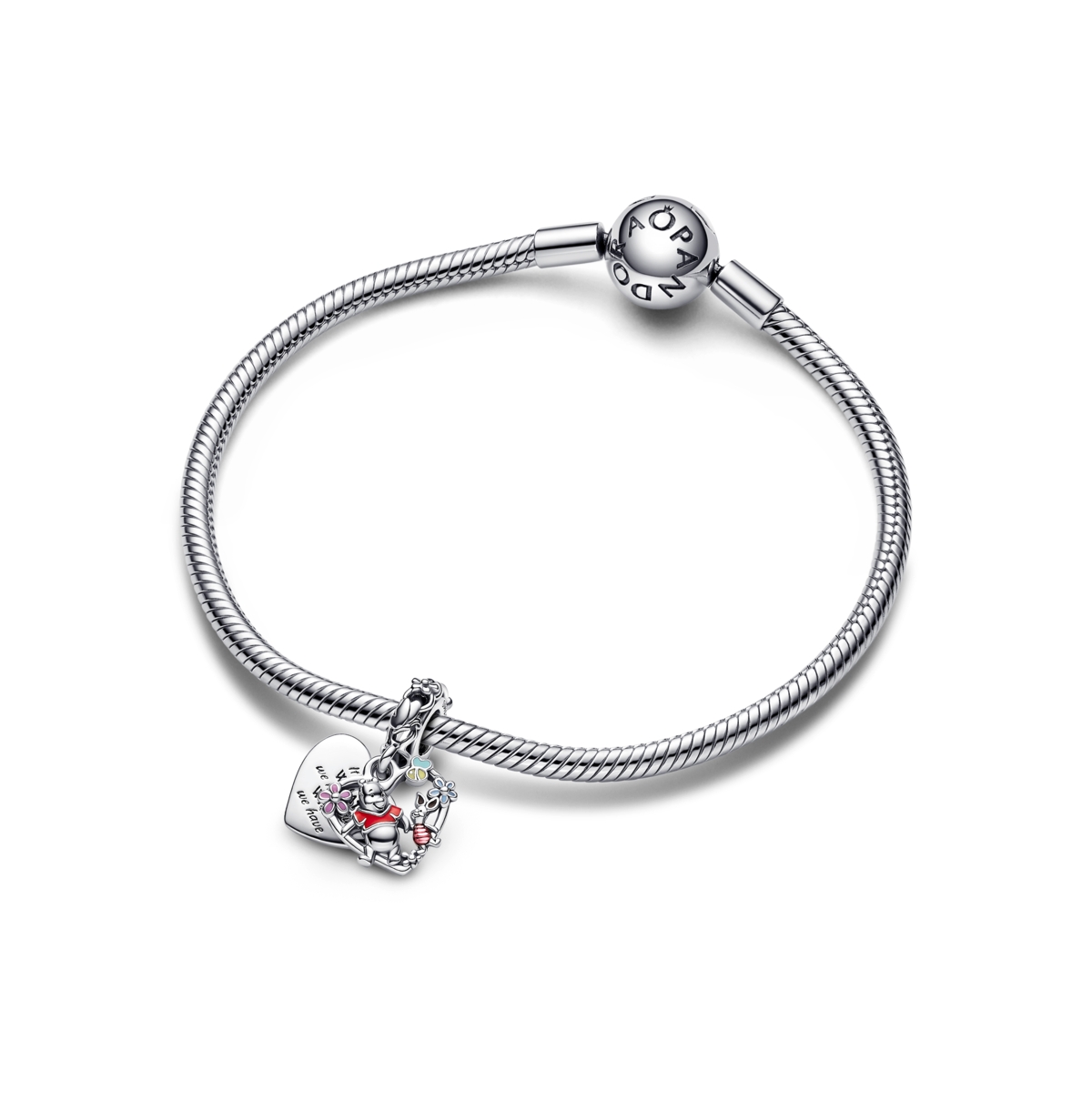 Pandora Disney Winnie The Pooh Piglet Double Dangle Charms In Sterling Silver