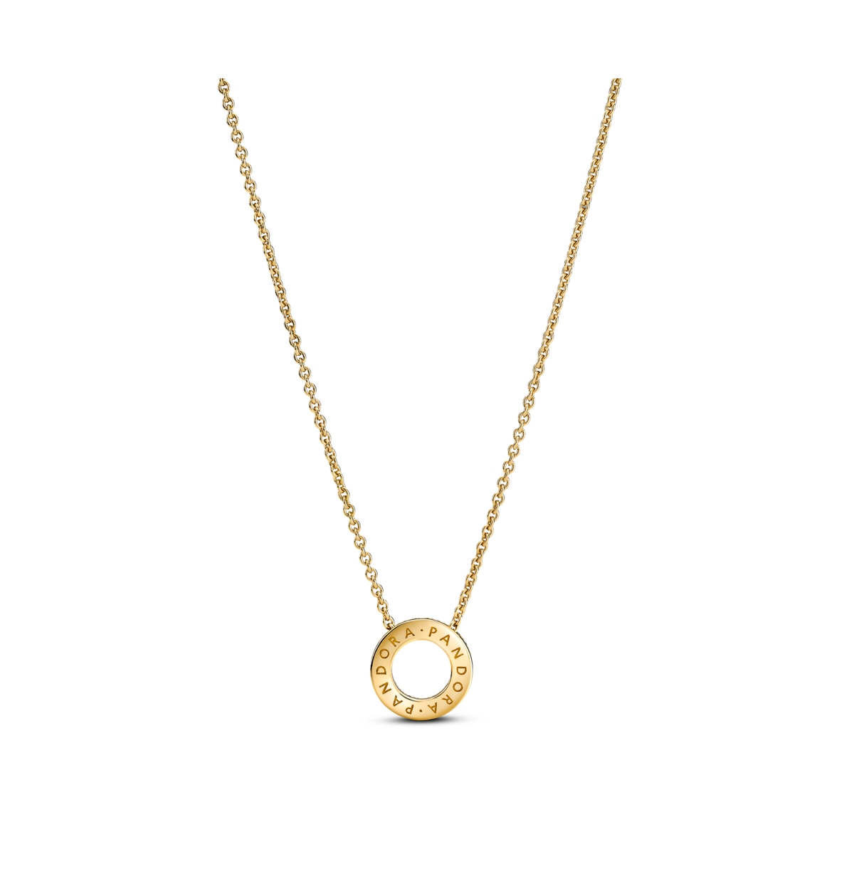 Pandora Logo Pave Circle Collier Pendant Necklace In Gold