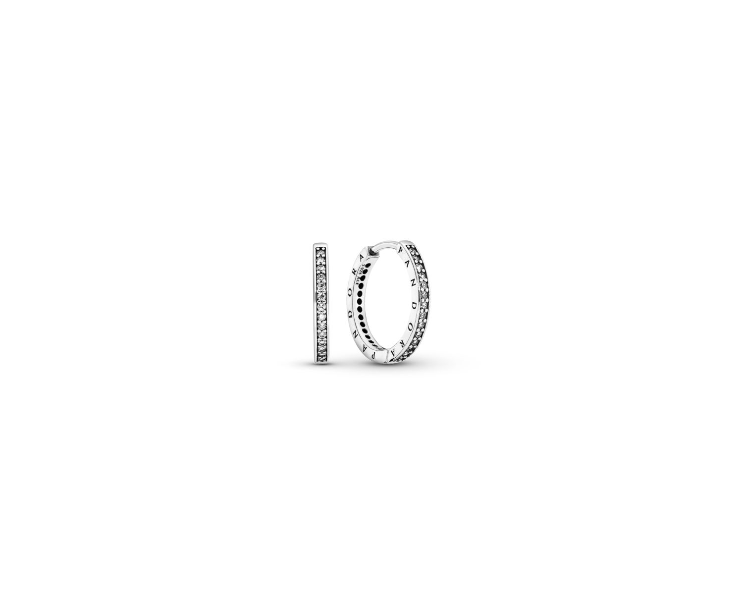 Sterling Silver Sparkle and Logo Hoop Earrings