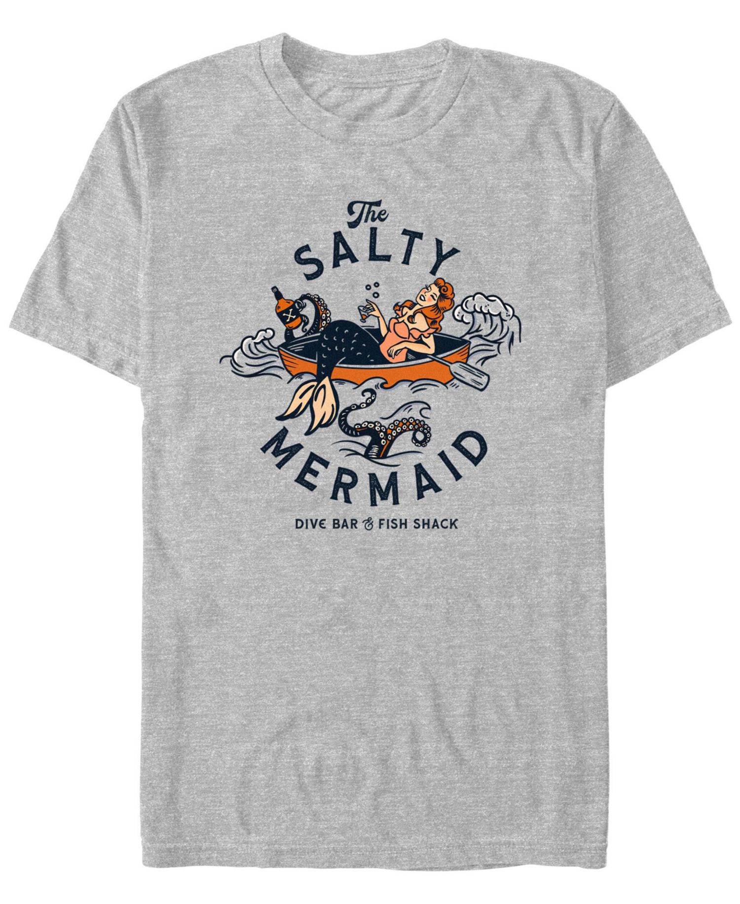 Men's The Salty Mermaid Dive Bar Fish Shack Cool Retro Travel A Short Sleeve T-Shirt