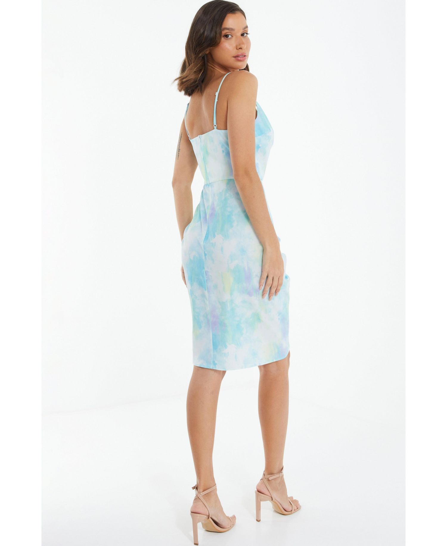 Women's Smudge Satin Wrap Midi Dress