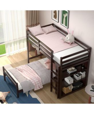 Twin Over Twin Loft Bunk Bed with Bookcase