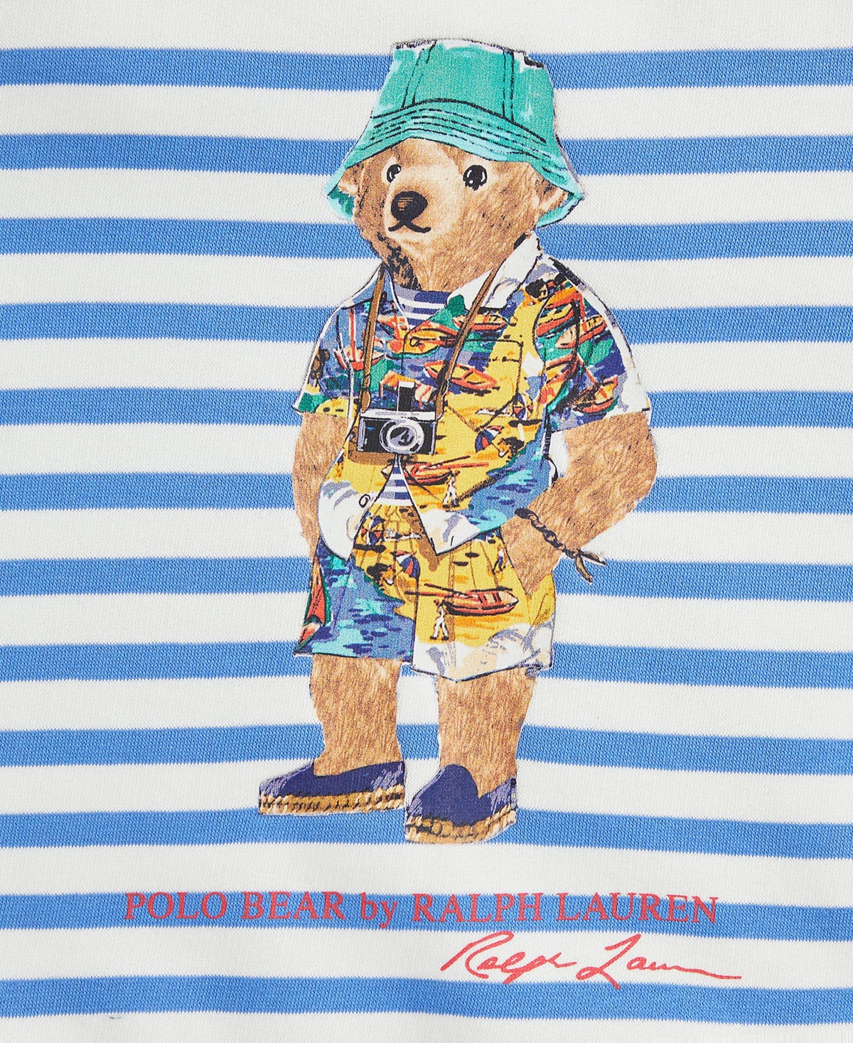 Polo Ralph Lauren Polo Bear Striped Fleece Sweatshirt In Nevis,scottsdale Blue Bear