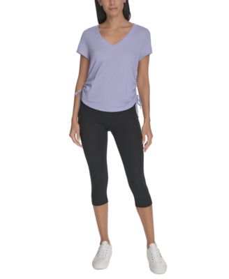 Women's Drawstring-Ruched Textured Top