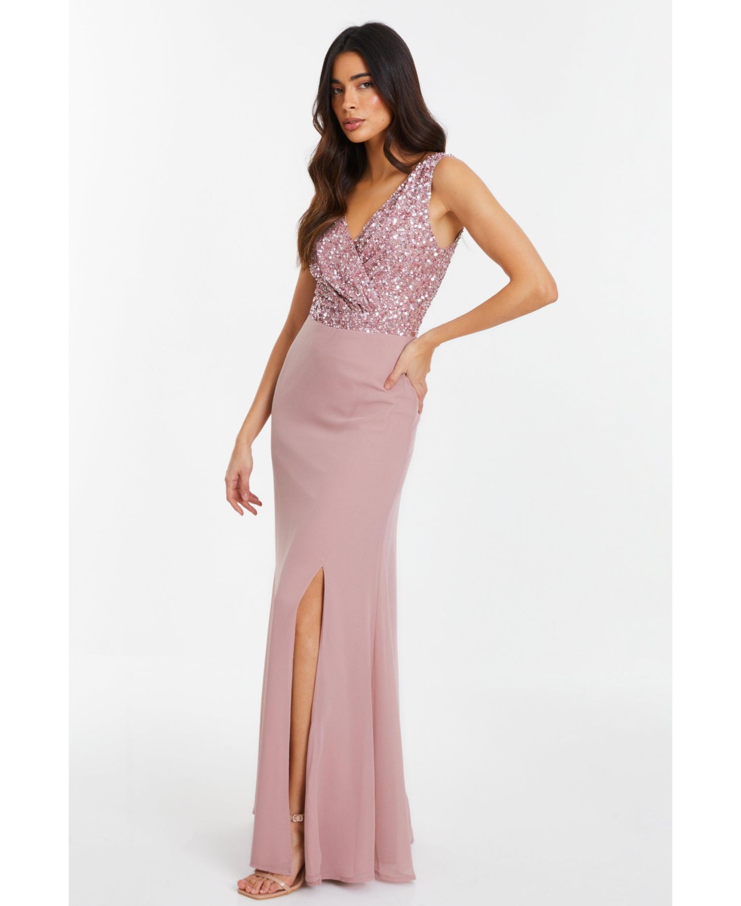 Women's Chiffon Embellished Wrap Maxi Dress