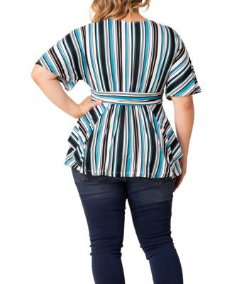 Plus Size Boulevard Short Sleeve Stripe Top