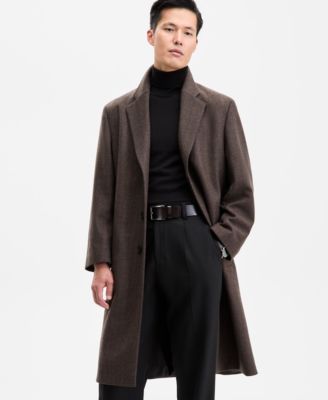 Hugo Boss - Men's Modern-Fit Herringbone Overcoat