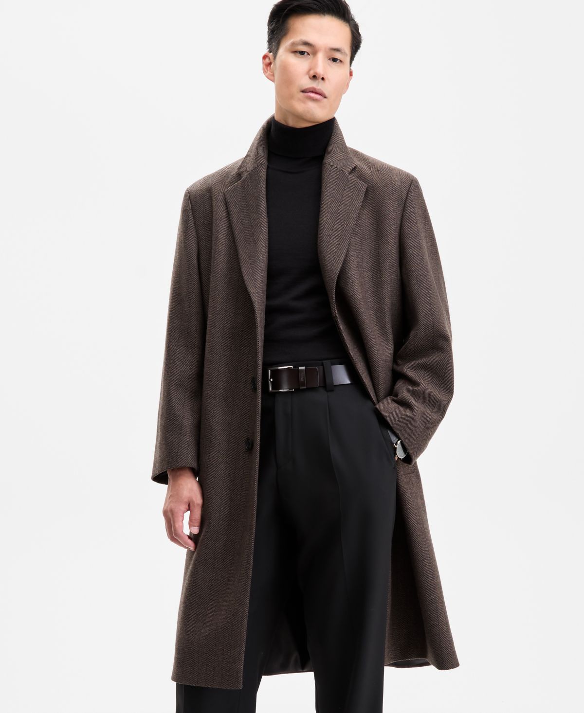 Мужское пальто в елочку Hugo Boss