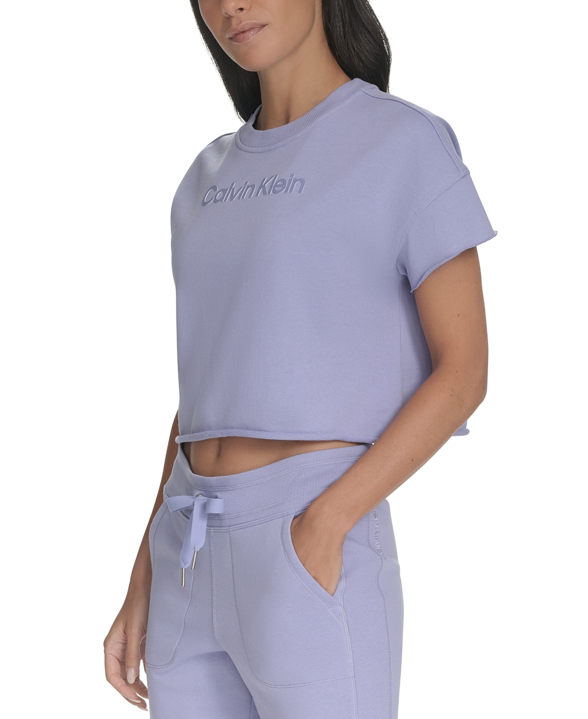 Shop Calvin Klein Performance Women's French Terry 2-tone Logo Crop T-shirt