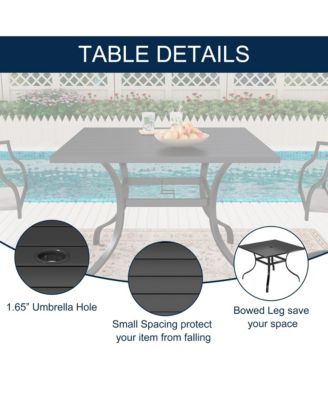 36 Inches Outdoor Metal Dining Table with Umbrella Hole Square Patio Bistro Table, Black