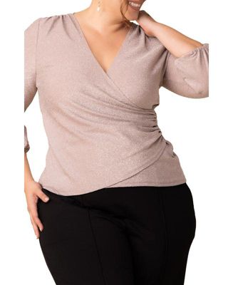 Plus Size Celeste Sparkle Faux Wrap Top