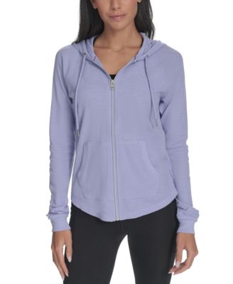 Ruched-Sleeve Zip Hoodie