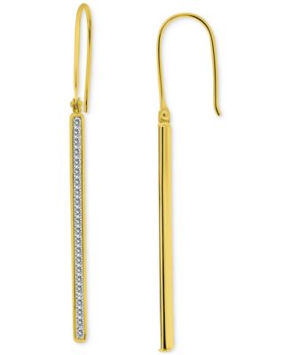 Giani Bernini - Round Channel Set Cubic Zirconia Linear Fish Hook Drop Earrings