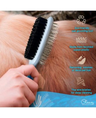 Beige Double-Sided Oval Grooming Brush, Eco-Friendly Pet Brush for Dogs and Cats