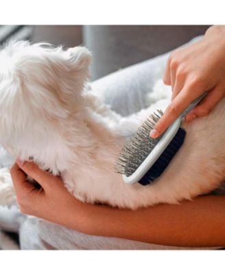 Beige Double-Sided Oval Grooming Brush, Eco-Friendly Pet Brush for Dogs and Cats