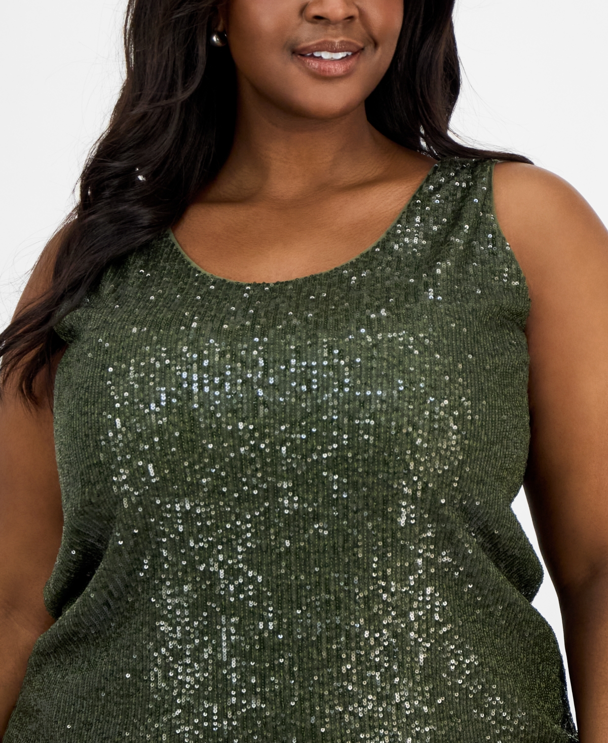 Anne Klein Plus Size Sequinned Sleeveless Top