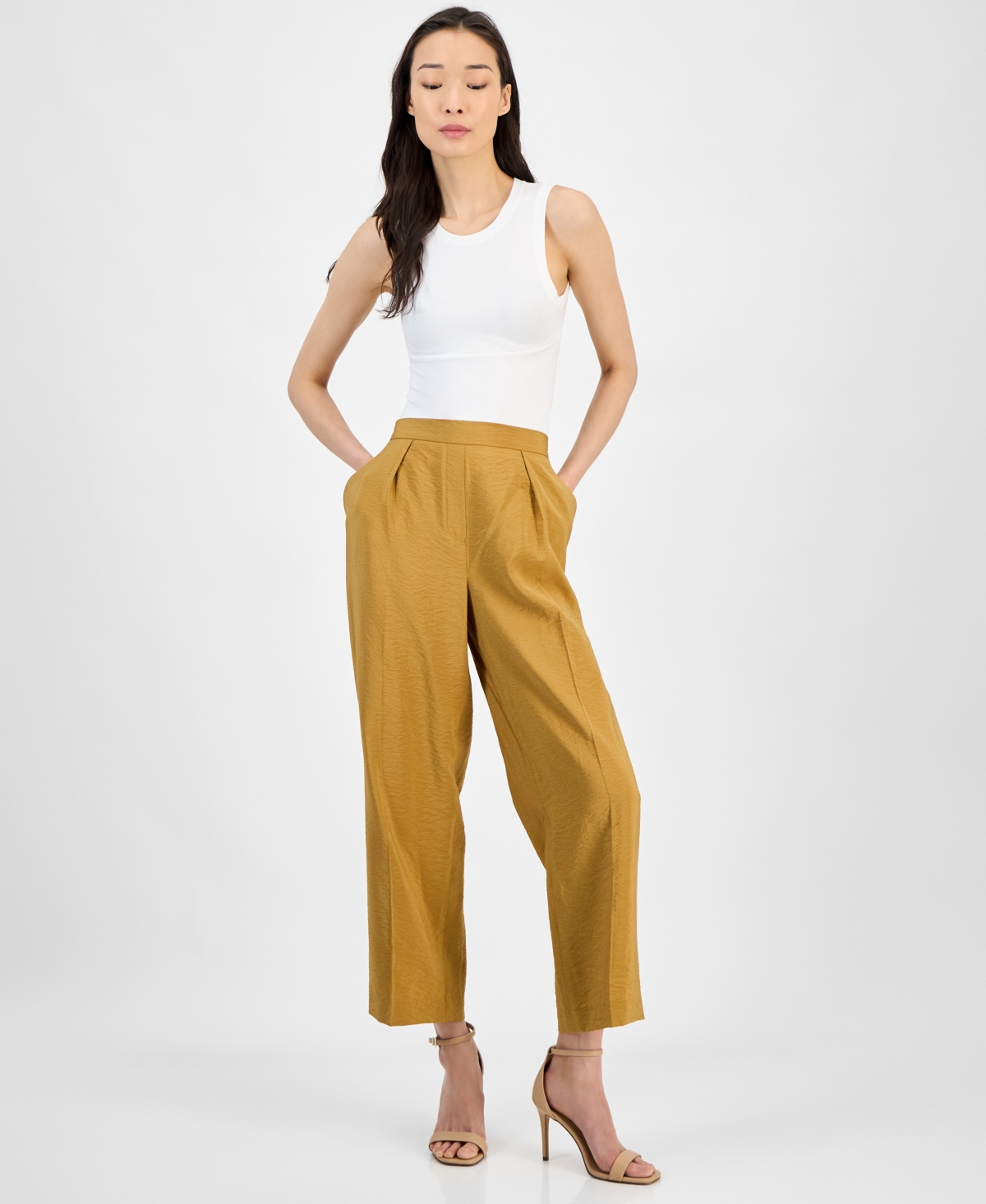 Shop Anne Klein Women's Pull-on Wide-leg Ankle Pants