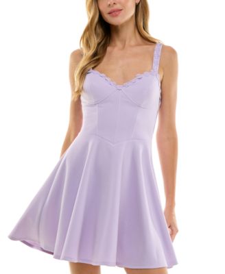 City Studios - Juniors' Daisy-Trim Sleeveless Fit & Flare Mini Dress