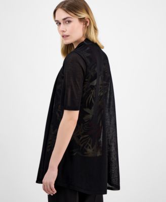 Women's Sheer Open-Front Short-Sleeve Cardigan