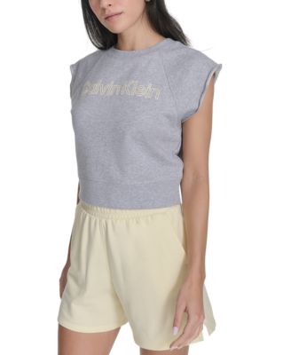Women's Sleeveless Puff-Logo Cropped Top