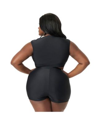 Plus Size Full Coverage Bow Swim Top