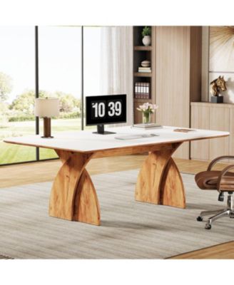 Executive Office Desk, Large Computer Desk, Modern Wood Desk with Heavy Duty Legs, Laptop Desk Study Writing Table Business Furniture, Work Desk for Home Office