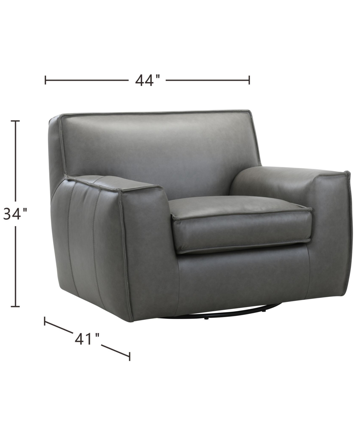 Macy's Glympton 44" Leather Swivel Chair, Exclusively At