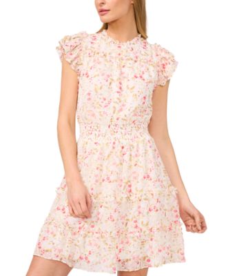 Women's Floral-Print Flutter-Sleeve Mini Dress