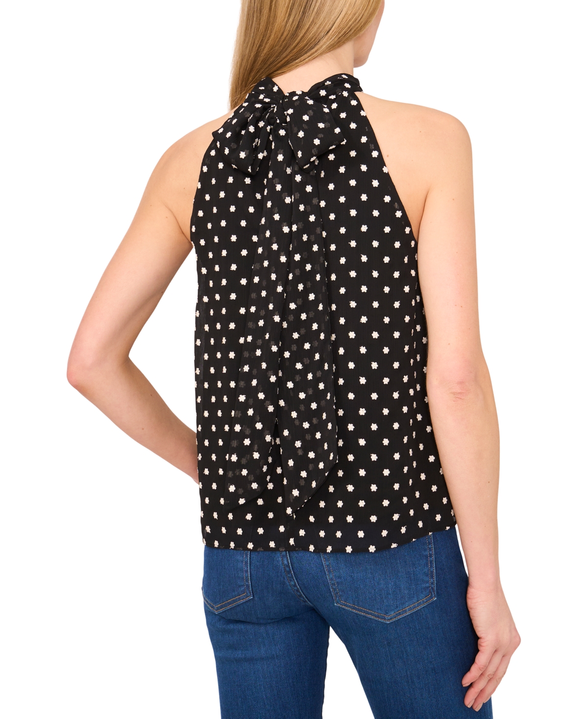 Cece Embroidered Floral Halter Neck Top In Multi