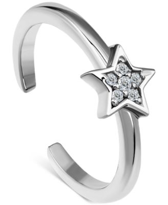 Pav&eacute; Cubic Zirconia Star Adjustable Toe Ring