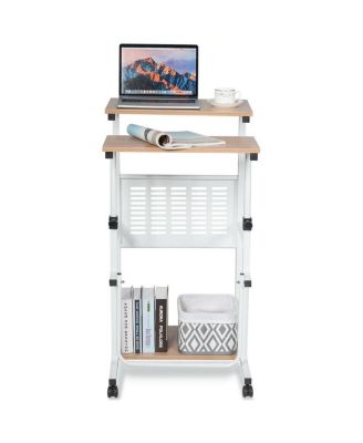 Height Adjustable Mobile Computer Stand-Up Desk with 2 Modes