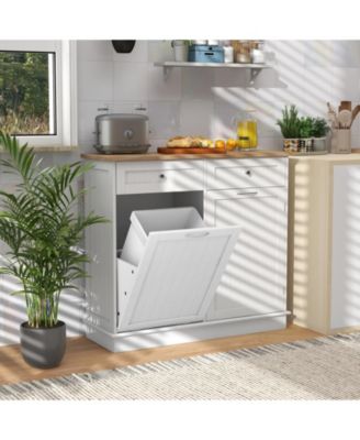 Kitchen Tilt Out Trash Cabinet with 2 Drawers and Adjustable Shelf
