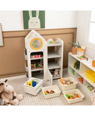 Multipurpose Toy Chest and Bookshelf with Mobile Trolley for Bedroom