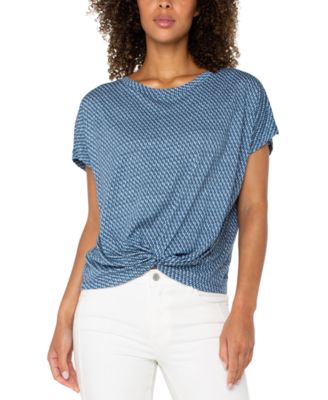 Liverpool Los Angeles - Women's Twist-Front Crewneck Top