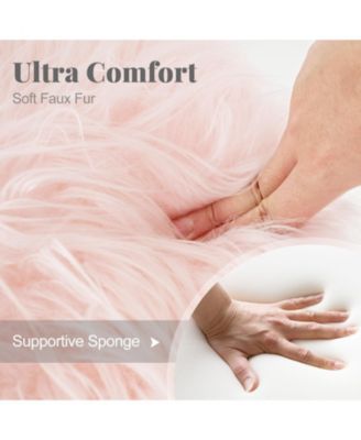 Faux Fur Vanity Stool Chair with Metal Legs for Bedroom and Living Room